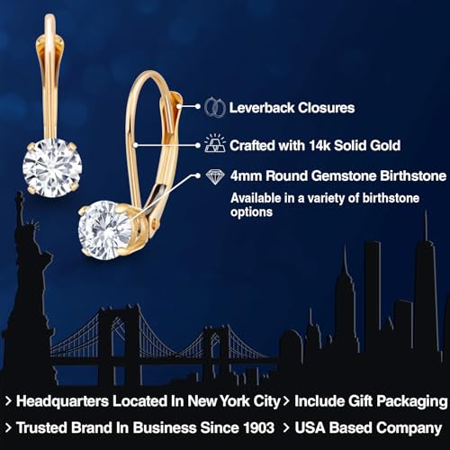 Image of Gem Stone King 0.20-1.50 Ct Lab Diamond Leverback Earrings 14K Gold