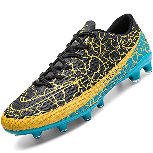 PiDaGlobal Chaussures de Football Homme Chaussures D'Entraînement Spike Antidérapant Chaussures de Sport Crampons Professionnel Athlétisme 41EU Noir Cover