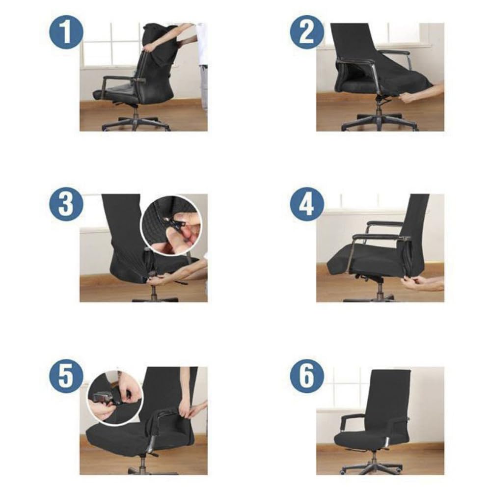 Rivestimento elasticizzato per sedia da ufficio, per computer, antipolvere, resistente all'usura, rimovibile, lavabile, per sedia da ufficio, per gaming, sedia da computer, marrone, XL