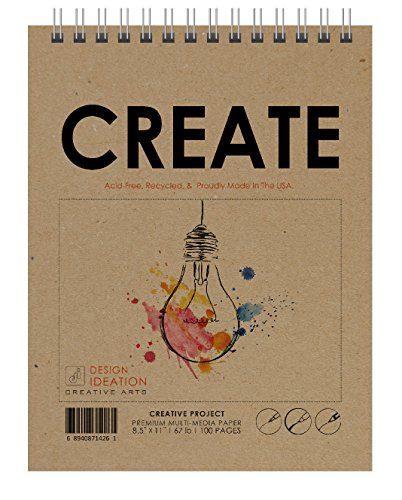 Design Ideation Multi-Media : Premium Paper Creative Project Book for Pencil, Ink, Marker, Charcoal and Watercolor Paints. Great for Art, Design and Education. Made in The USA. (8.5" x 11") (1)