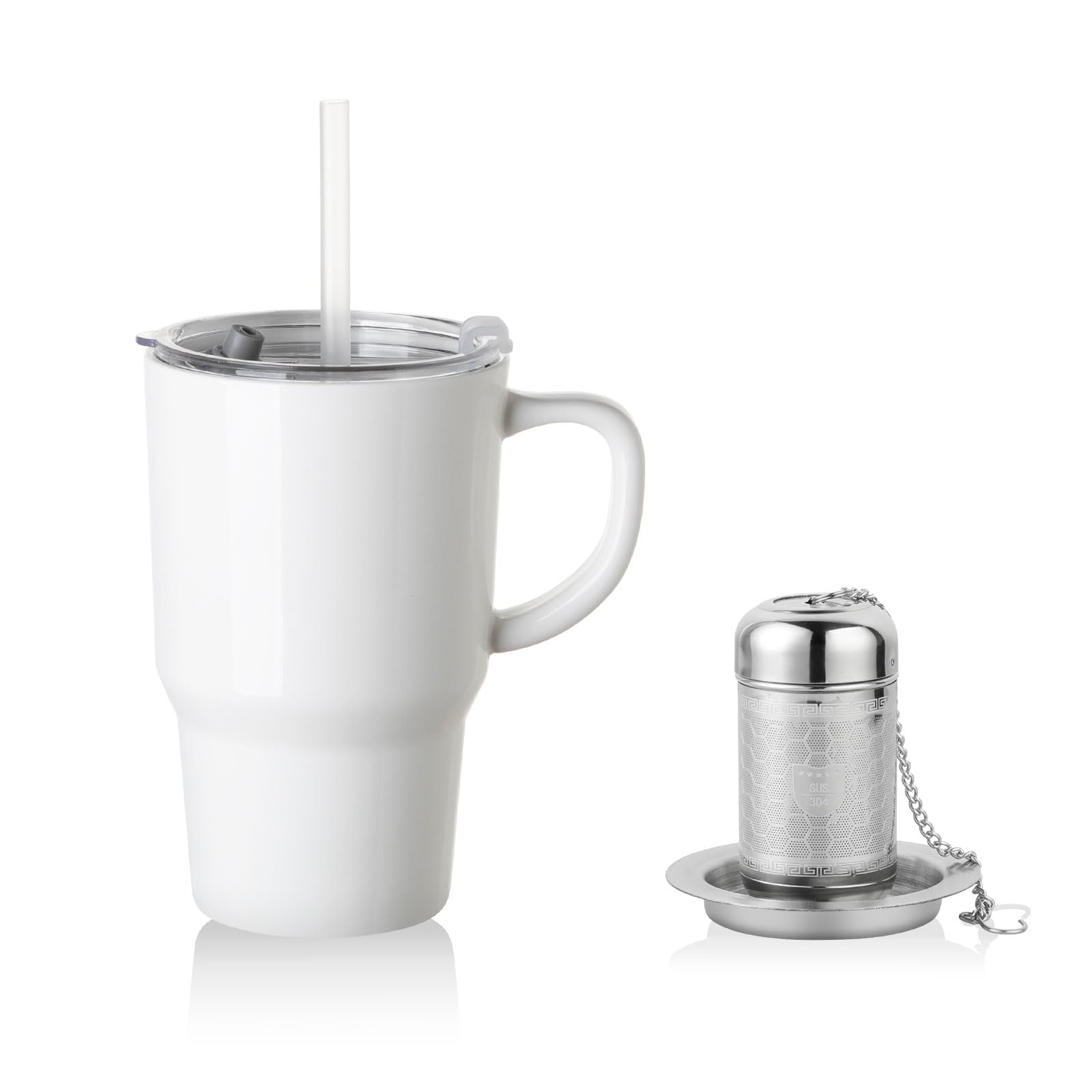 Sweejar Ceramic Tea Cup with Lid 16 OZ