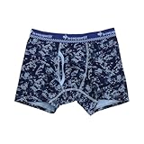 [ルコックスポルティフ] メンズ ボクサーパンツ 綿混 前開き Mサイズ ジグザグ柄 ブルー 572