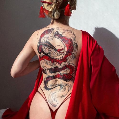 Fake Dragon Sleeve Tattoo Stickers for Women Temporary Long Lasting Temp Dragon Temporary Tattoos for Adults (TS101)