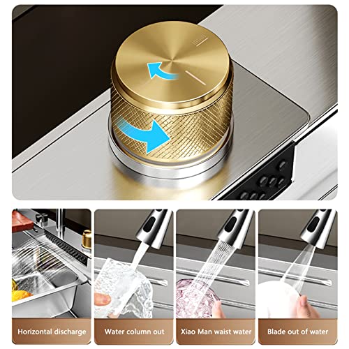 Fregadero de cocina de acero inoxidable que elimina salpicaduras con cascada y grifo 3