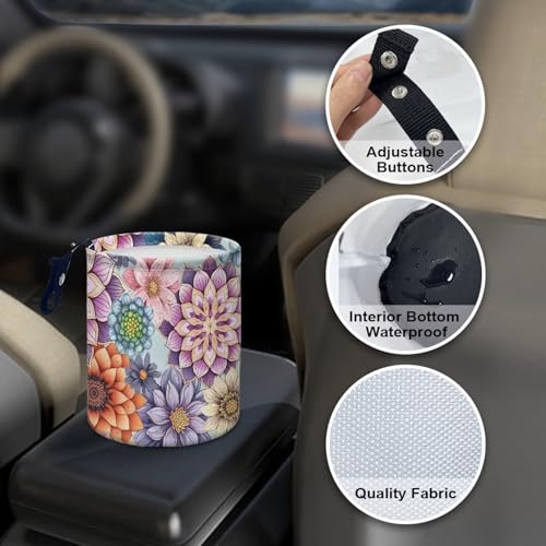 Image of Boho Car Trash Bag, Car Trash Can - Cute, Portable, Collapsible for Back Seat, Floor, or Hanging Headrest Waste Basket
