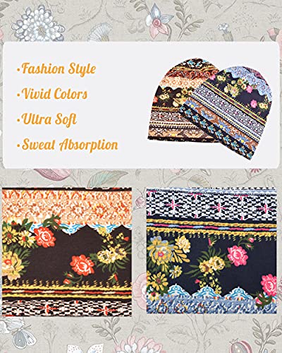 Ellewin Chemo Caps For Women, Cute Cotton Beanie Hats Chemo Headwear For Cancer Patient Snood Hats Slouchy Retro Tribal Printed Head Covering Thin Hippie Beanies Casual Skullies Beanies #TOP5