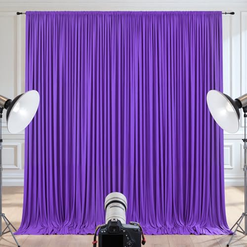 Image of 20x10ft Purple Backdrop Curtain for Wedding Parties Wrinkle Free Fabric Purple Drapes Backdrop Decoration for Baby Shower Birthday Photography Decoration 4 Panels, 5ft x 10ft