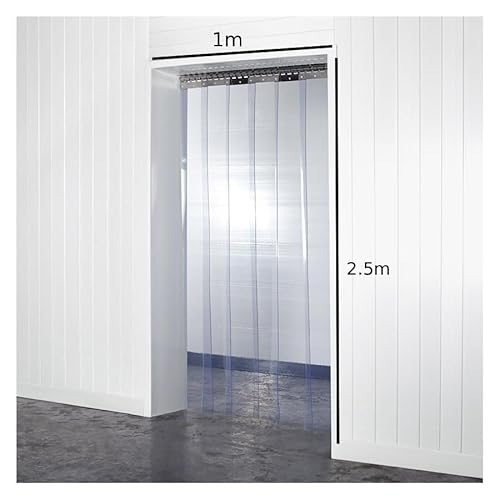 PVC-Streifenvorhang-Komplettset – ideal für Fußgängertüren/Kühlräume/Kühlräume (1 m x 2,5 m) – Fabrikkühler, Metzger, Schädlingsbekämpfungsvorhang – 200 mm x 2 mm Material