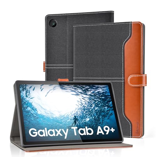 DLveer Custodia per Samsung Galaxy Tab A9 Plus 2023, Cover Protettiva in TPU Morbido per Tablet Samsung A9+ 11", Sveglia/Sonno Auto, Custodia in Pelle PU Multi-Angolo con Tasca
