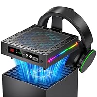 [LED Display] - Auto Cooling Fan for Xbox Series X with 9 RGB Light Modes, Cooling System Adjustable by Temperature with 4 Gears for Xbox Series X Console,Cooler & Light Switch,Headset Hook,USB Port
