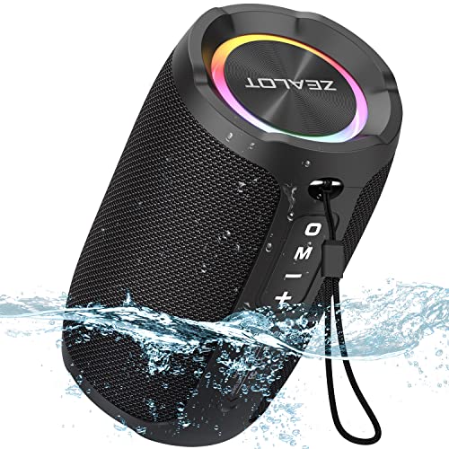 Zealot Portable Speaker, 20W Bluetooth Speaker, Wireless, Outdoor Speaker Waterproof Ip67, Dual Pairing, Stereo Sound, Bt5.2, Rgb Light, Usb, Tf, Speaker For Home, Outdoor, Beach-Black #TOP5