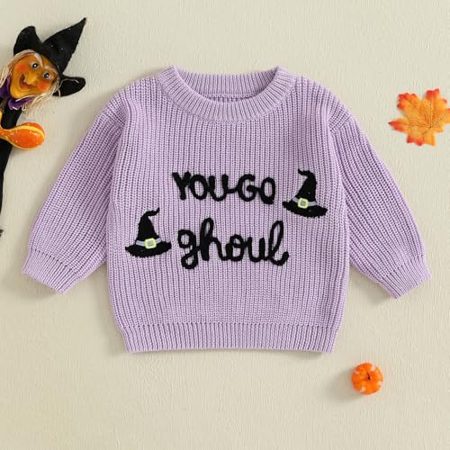 Toddler Baby Boy Girl Halloween Outfit Pumpkin Sweater Embroidery Knit Pullover Sweatshirt Fall Winter Clothes2