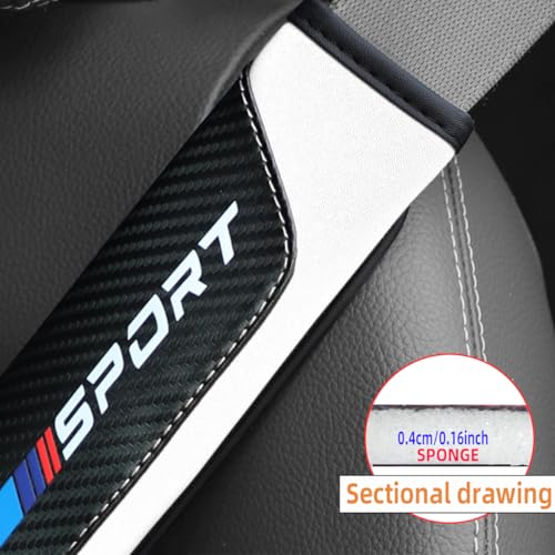 Car Seat Belt Cover, 2PCS Carbon Fiber Sport Seatbelt Shoulder Strap Cushion Pad, Comfortable Driving Automotive Interior Harness Protector, Compatible with Most Vehicle (White) - Image 4
