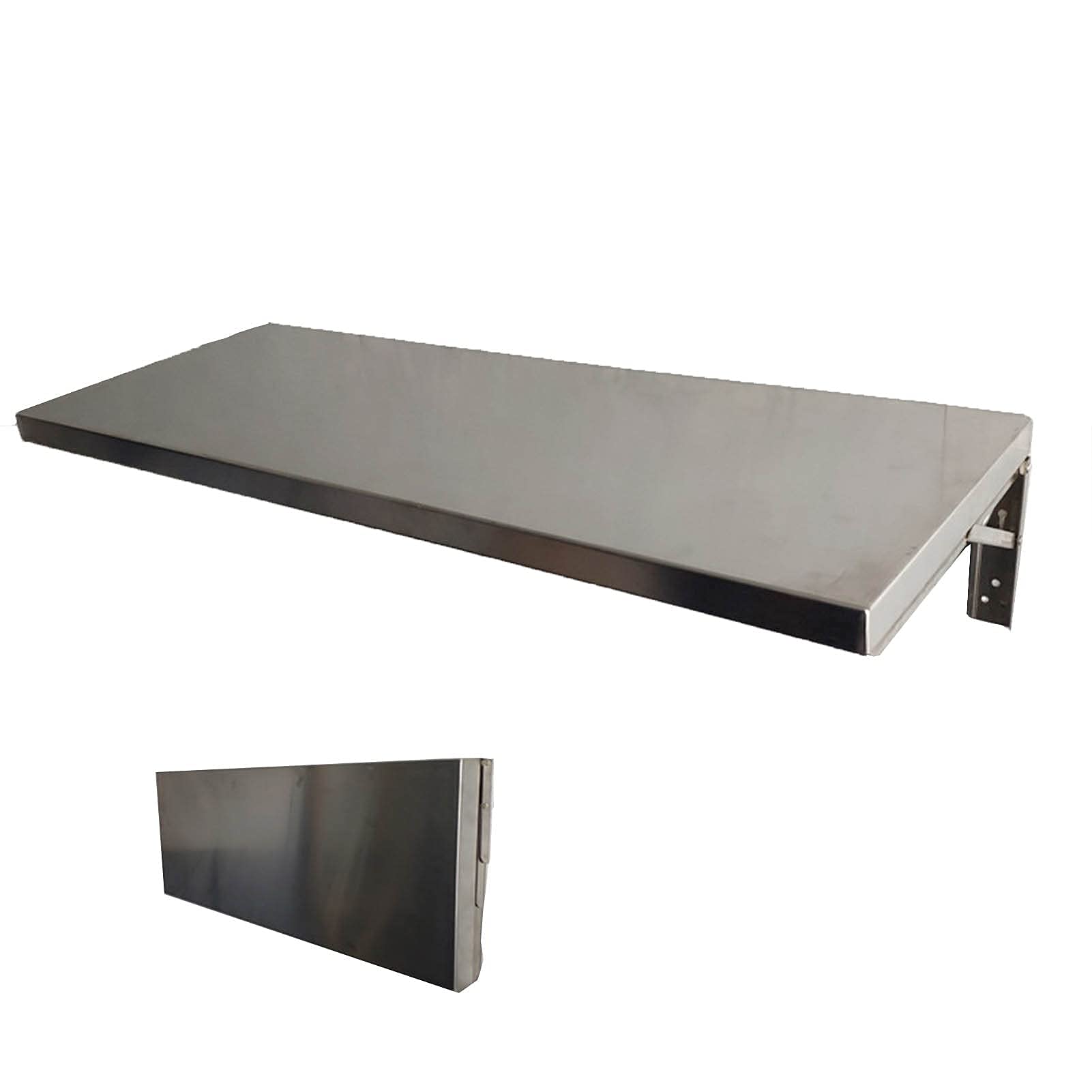 Banco da lavoro a parete pieghevole per tavolo da pranzo in acciaio inossidabile 304 per cucina, sala da pranzo, bar domestico, salvaspazio (colore: argento, dimensioni: 47.2x15.7in) (argento