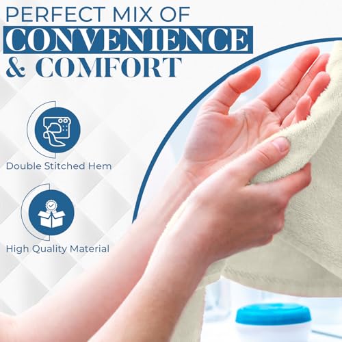 Image of DAN RIVER 6-Pack Premium Hand Towels (16x28 Inches) - 100% Cotton, Ultra Soft, Lightweight, Highly Absorbent Towels for Bathroom, Spa, Gym, Salon, Hotel, and Travel - Ivory