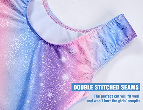 Image of TENVDA Girl's One Piece Swimsuit Sparkle Sleeveless One-Piece Bathing Suits Swimwear for Kids 2-12 Years Old