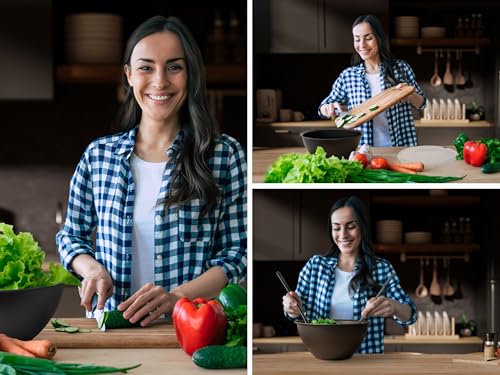 Foto von Hausfelder Salatschüssel Set groß mit Deckel 4er Set, 0,7L/1,9L/3,6L/6L, Schüsselset aus Kunststoff stapelbar, BPA-frei in Anthrazit Schwarz für Camping und Küche