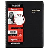 AT-A-GLANCE Weekly Planner, January 2018 - December 2018, 6-3/4' x 8-3/4', Open Scheduling, Black (7085505)