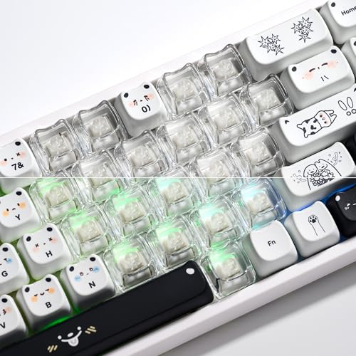 Image of XVX Blank Transparent Keycaps, Sweet Heart PC Custom Keycap Set, Backlit Clear Candy Keyboard Keycaps Mao Profile for MX Switches Mechanical Keyboard (21pcs)