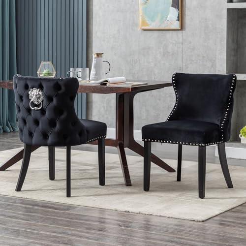 Ya-Home Chaises de Salle à Manger avec Pieds Bois Lot de 2 Chaises de Cuisine Rembourrée en Velours Chaise de Salon Scandinave Chaise Moderne pour...