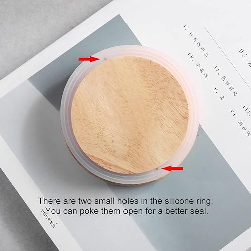 Miniatura 7 de Sweejar Kitchen Canisters - Juego de tarros de cerámica para almacenamiento de alimentos, recipientes apilables con tapa de madera hermética para