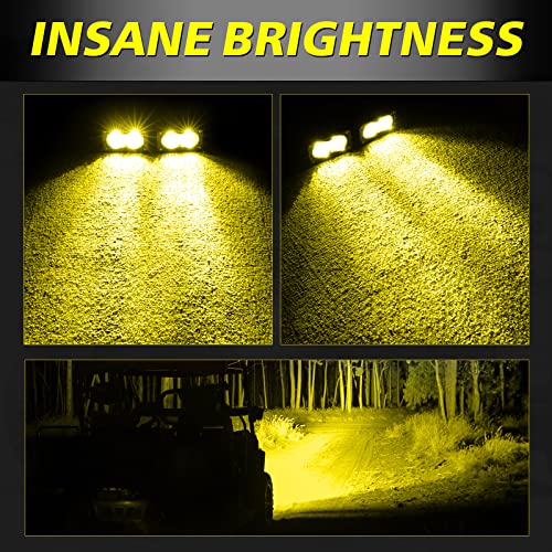 Image of Yellow LED Pods 3 inch 40W CREE LED Ditch Lights Off Road Lights | High Intensity CREE LEDs, Spot Flood Combo Small Yellow LED Fog Chase Lights for Truck Motorcycle SUV UTV ATV Dirt Bike