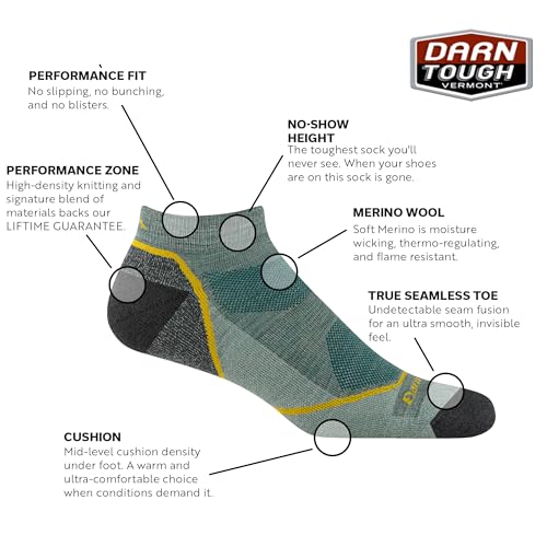Darn Tough Men's Light Hiker No Show Lightweight with Cushion Hiking Sock (Style 1990) -2