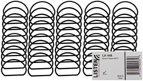 Listen Technologies LA-448 Metal D-Rings (50 CT), Black for use with LK-1 ListenTALK Transceiver, LKR-11 and LKR-12 ListenTALK Receivers; Metal Material