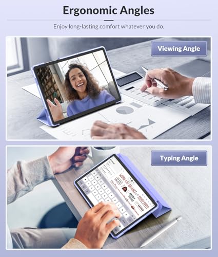 Image of MoKo Case for Samsung Galaxy Tab A11+ Plus 11 inch 2025, Lavender Purple | Fit Samsung Galaxy Tab A9+ Plus 2023 with Soft TPU Translucent Back Protective Cover Trifold Stand Case, Auto Wake /Sleep