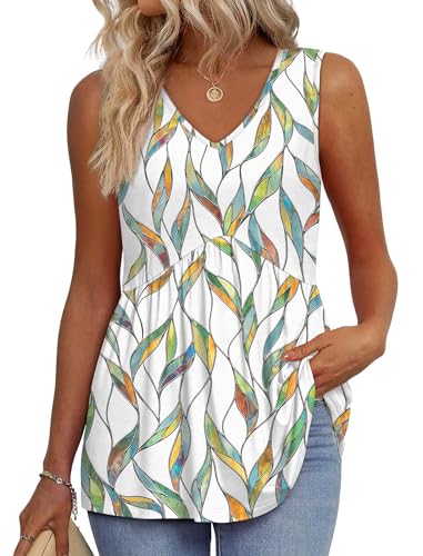Image of OFEEFAN Womens Tank Tops 2025 Flowy Peplum Tops for Women Dressy Sleeveless V Neck Babydoll Tank Tops