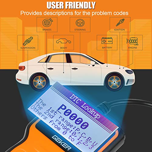 Foto von GEKER OBD2 Diagnosegerät,Auto Diagnosewerkzeuge Universal Handscanner OBDII Code-Scanner-Fahrzeug-Fehlercodeleser Fehlerauslesegerät