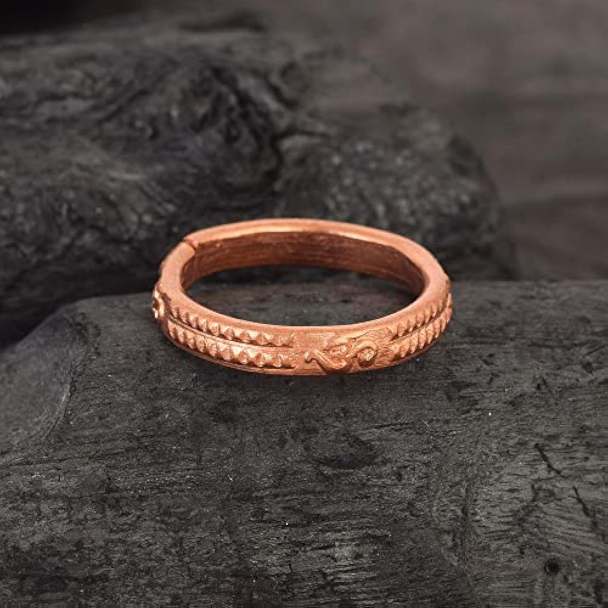 Men's Copper Engraved Om Adjustable Finger Ring