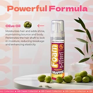 Bronner Bros BB Foam Wrap Lotion - Moisturizing Foaming Wrap with Olive Oil for Natural & Relaxed Hair - Alcohol-Free, No Flaking or Build-Up, Define Curls, Style Roller Sets & Finger Waves - 8 oz