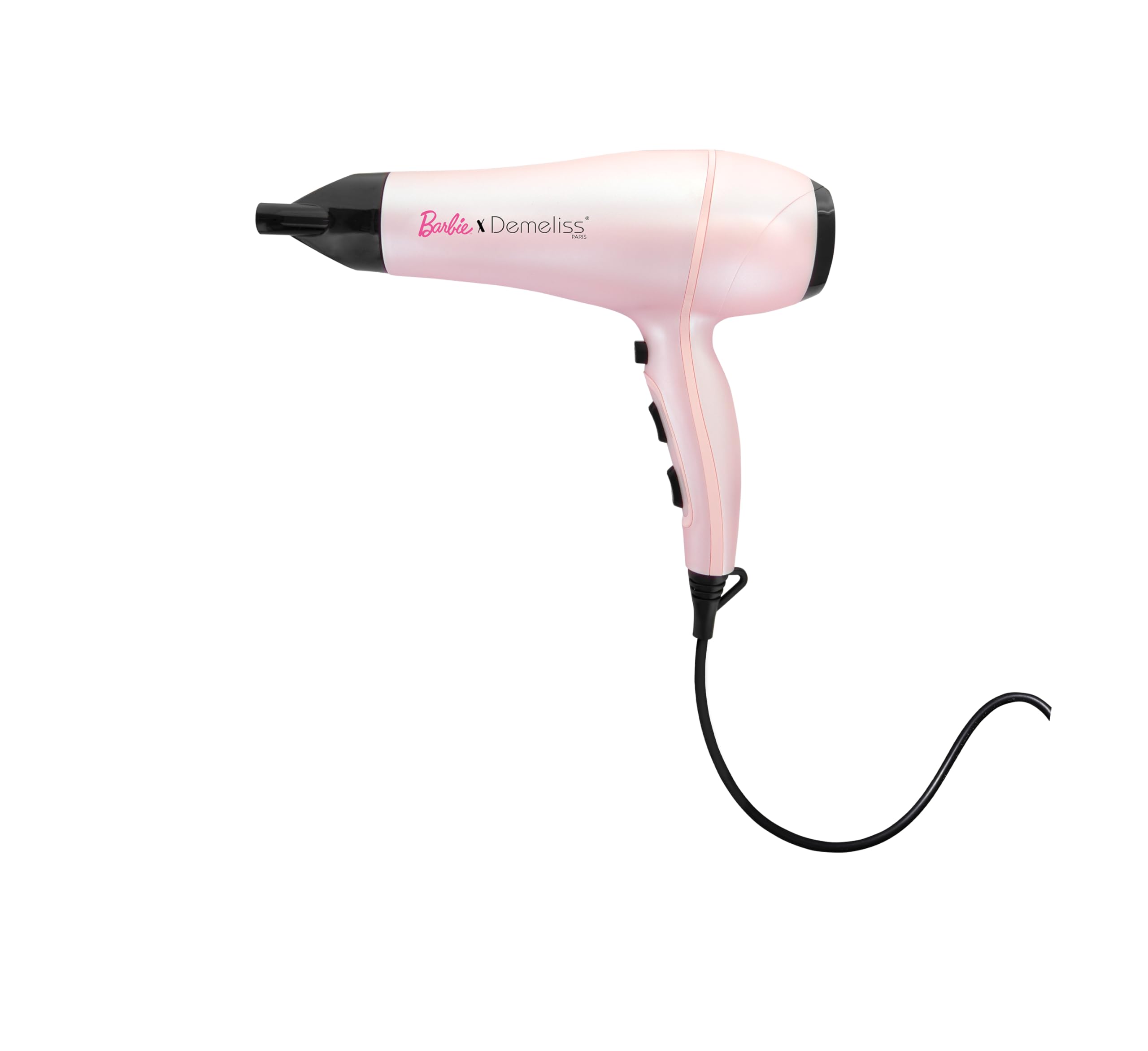Demeliss - Barbie-Kollektion – Ultra 2200, Haartrockner, 2 Geschwindigkeitsstufen, 3 Temperaturen, Turmalin-Technologie, für Haar ohne Frizz, Glanz und Weichheit, inkl. Konzentrator