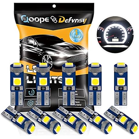 DEFVNSY - Pack of 10 -White T5 W3W 73 74 286 17 18 27 37 70 79 85 86 2721 Super bright 3030 3SMD LED Bulb for Car Auto Side Wedge Gauge Dashboard Instrument Panel Lights Lamp 12V Cover