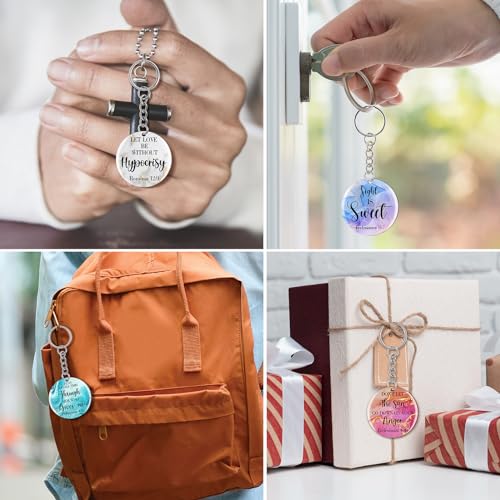 Image of clothmile 100 Pcs Bible Verse Keychains Christian Keyrings Marble Keychains Acrylic Religious Key Rings for Women