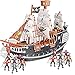 HOWBOUTDIS Pirate Playset - 10 inch Pirate Ship with 2 inch Pirate Figurines - Hours of Imaginative Play- Makes a Great Gift or a Fun Prize - Ages 3yrs+