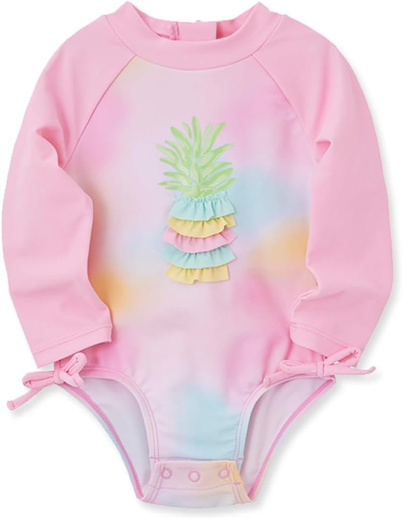 Little Me Baby-Girls Little Girls' Two-Piece UPF+ 50 Sun Protection Rash Guard Set - Image 4