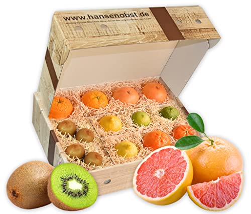 Hansen Obst - Geschenkbox - fruchtige Obst-Box - “Vitamin-C-Box” - Präsentkorb - Obst-Geschenkset - gefüllte Obstkiste - Obstbox mit frischem Obst 'Die Rustikale'
