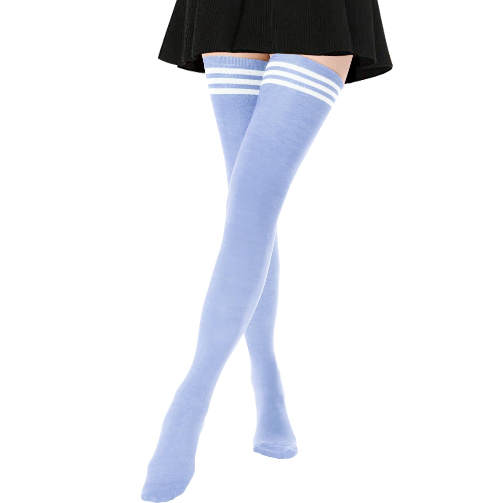 Extra Long Thigh High Socks for Women Striped Over Knee Thigh Socks Long Boot Thigh High Stockings Leg