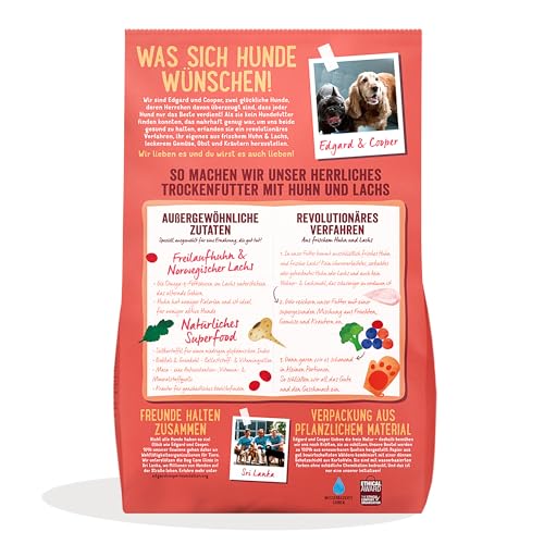 Edgard & Cooper Hundefutter trocken Getreidefrei für Large Senior Hunde (12kg), frisches Huhn & Lachs mit extra Glucosamin, um alternde Gelenke zusätzlich zu verwöhnen, nie Fleischmehl