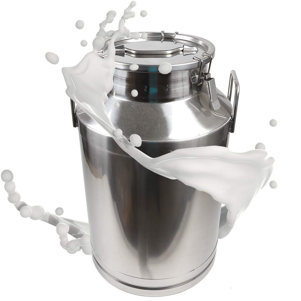 DNYSYSJ Stainless Steel Milk Can, 60L Silver Milk Canister Dairy Pot Bucket Liquid Storage Barrel with Strong Sealed Lid