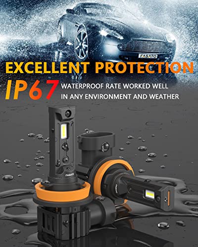 Fasato H11 H8 H9 Led Headlight Bulbs 6500K White, 350% Brighter Led High Low Beam, 1:1 Mini Size With Fan, Plug And Play Conversion Kits, Pack Of 2 #TOP5