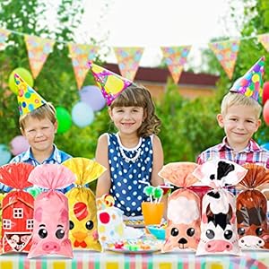 Pajean 120 Pieces Farm Animal Party Favor Bags, Plastic Candy Goodies Gift Treat Bags Farmhouse Decor for Baby Shower Boys Girls Kids Happy Birthday Party Decorations Supplies Pajean 120 Pieces Farm Animal Party Favor Bags Plastic Candy Goodies Gift Treat Bags Farmhouse Decor for Baby Shower Boys Girls Kids Happy Birthday Party Decorations Supplies