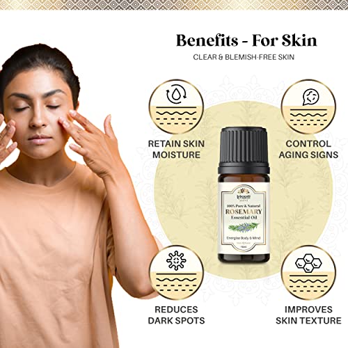 Image of Rosemary Essential Oil for Hair Growth | Essential Oil for Blemish-free & Clear Skin | Natural Hair Nourishing & Soothing Essential Oil - Pack of 5 - (5x10ml)