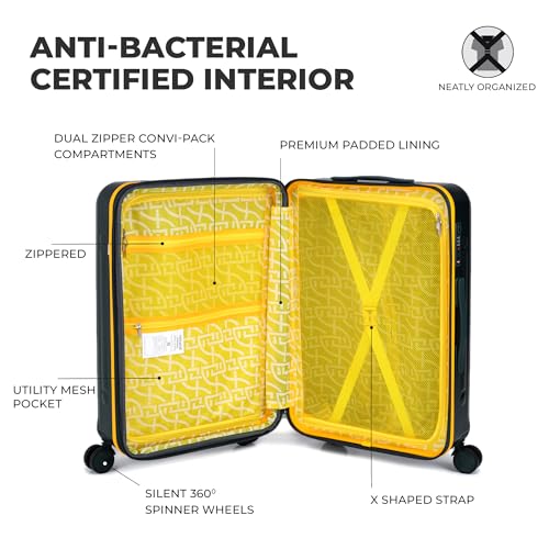 Image of Verage Luxe Romero Set of 2 (M+L) Polycarbonate Hard Shell Luggage with TSA Lock, Lightweight Trolley Suitcase with Double Spinner Wheels, 5-Year International Warranty (24 /28,Lemon Zest)