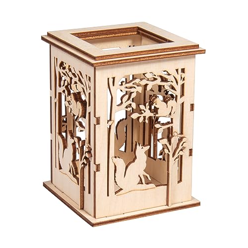 Rayher Farolillo madera, 8,5x8,5x11,7 cm, set 15 piezas, decoración animales bosque,...