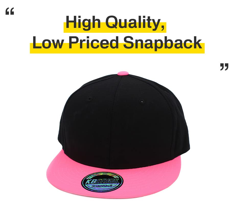 Image of KBETHOS Classic Snapback Hat Blank Cap Underbrim Cotton Wool Blend Flat Visor Adjustable Unisex