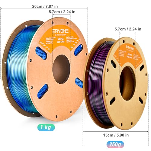 Image of ERYONE Silk Dual Color PLA Filament 3D Printer 1.75mm + /- 0.03mm, Bicolor Filament Two Tone PLA 250g(0.55lbs) Cardboard Spool, Black Purple