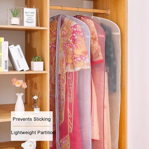 Breathable Hanging Garment Bag, Clear Full Zipper Travel Bag for Closet, 62.9in/160cm, Purple Clothes Storage Organizer, Perfect for Dresses, Suits & Costumes4